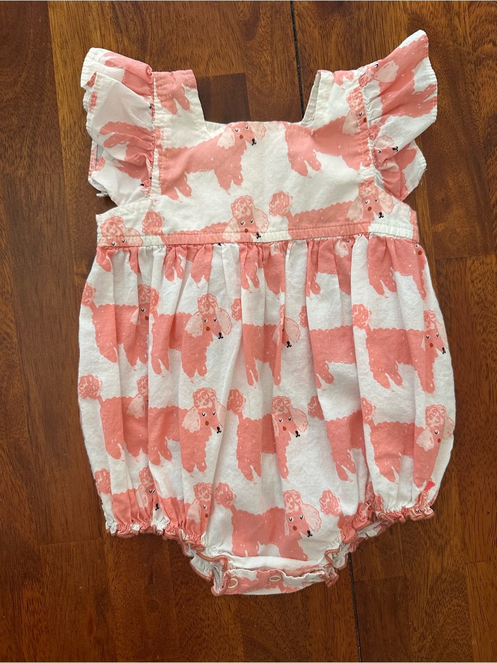 Pink Chicken Pink and White Poodle Print One-Piece